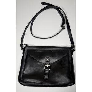 Patricia Nash Avellino Crossbody Black Leather Buckle Snap Flap Zip Top Bag